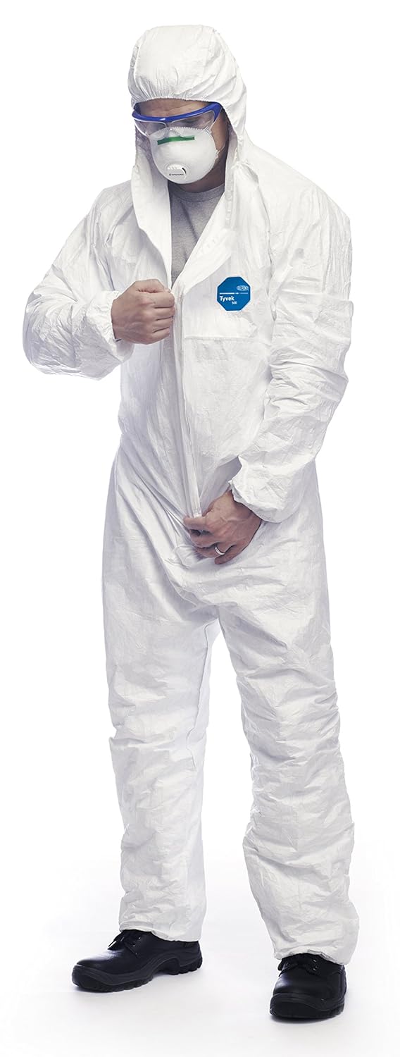 Detalle de DuPont Tyvek Classic Xpert Modello CHF5 Bianco 3XL – Tuta di protezione chimica certificata