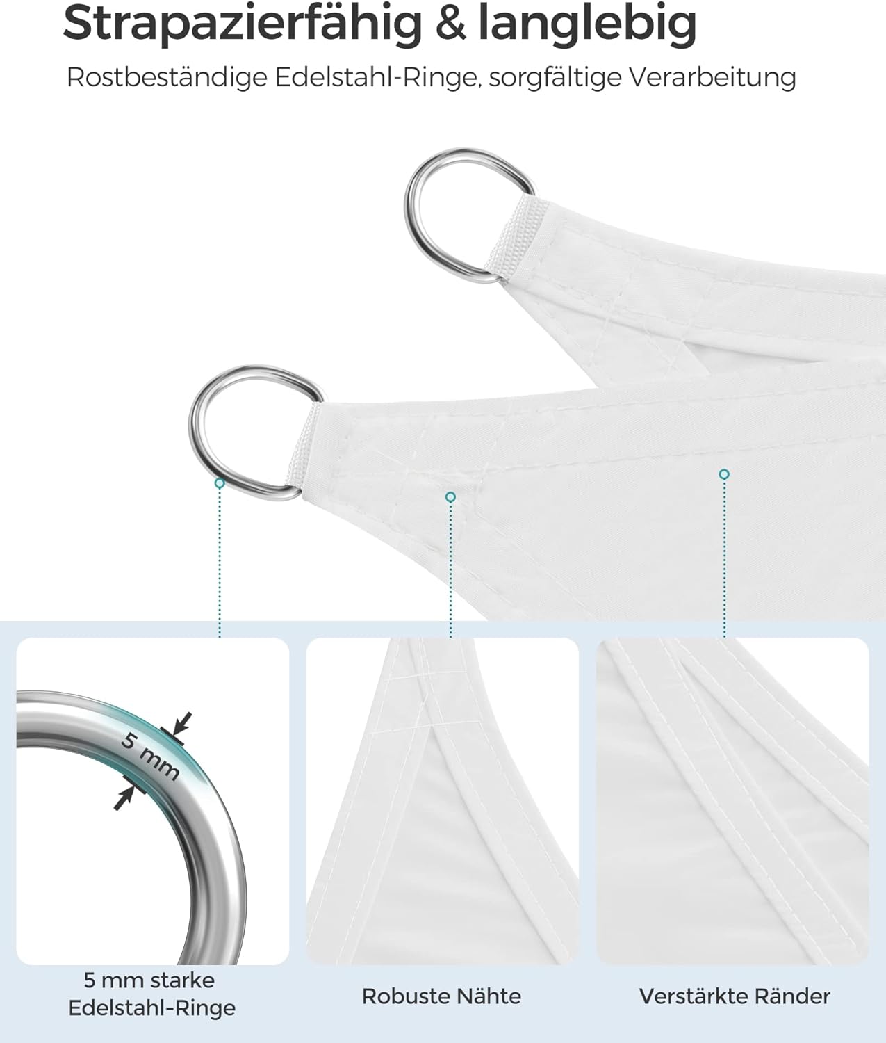 Thumbnail 3 de SONGMICS Sonnensegel 2x3 m wasserdicht mit 665 mm Wassersäule – UV-Schutz (93%) für Terrasse, Garten & Balkon