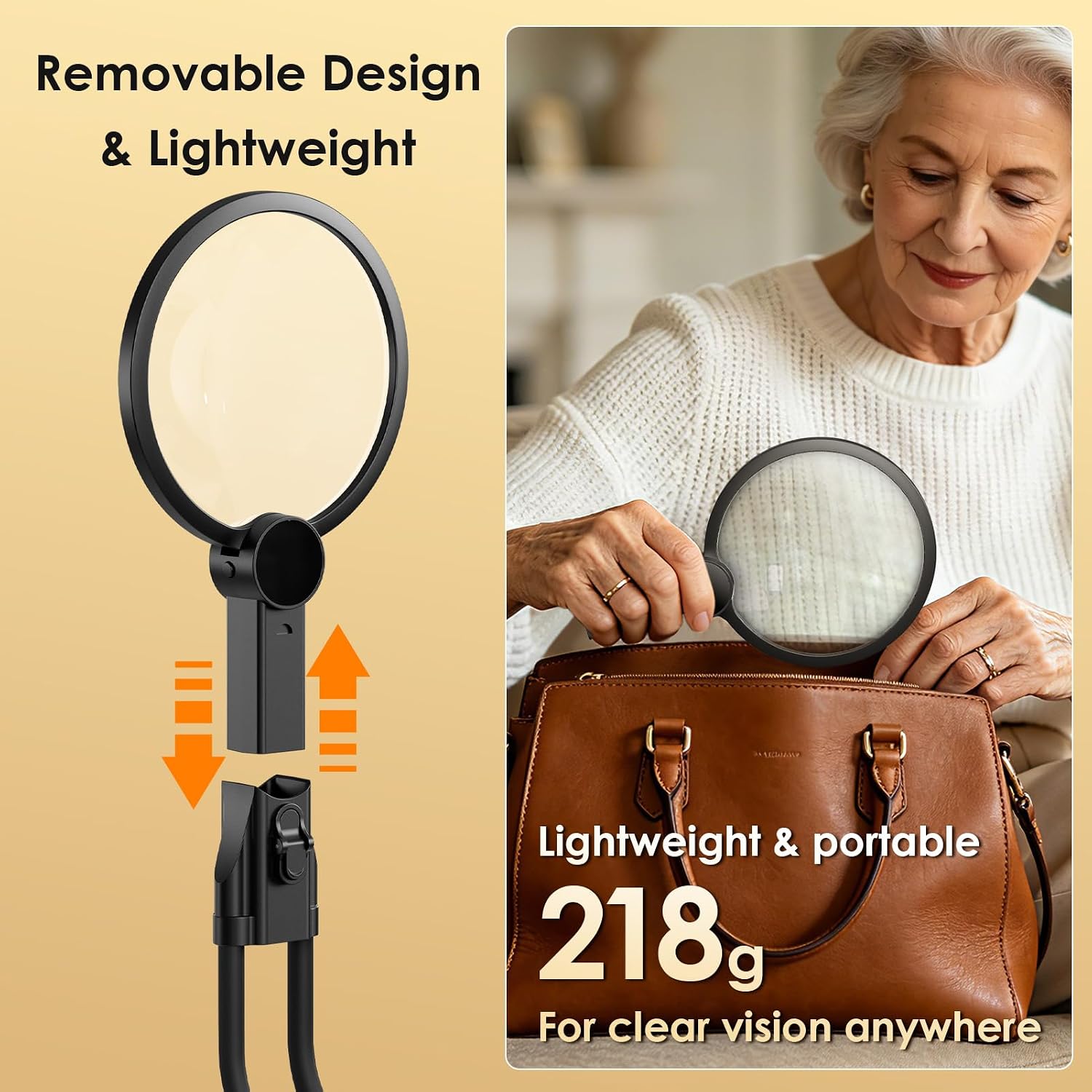 Thumbnail 3 de Rechargeable Magnifying Glass with Light for Reading – 5X Large, Neck-Wearable, Hands-Free & Desk Use