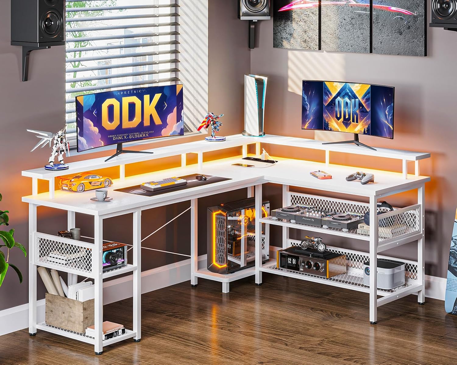 Thumbnail 6 de ODK Gaming Tisch mit LED – 168×120 cm, reversibel, 2 Steckdosen & 2 USB-Ladeanschlüsse