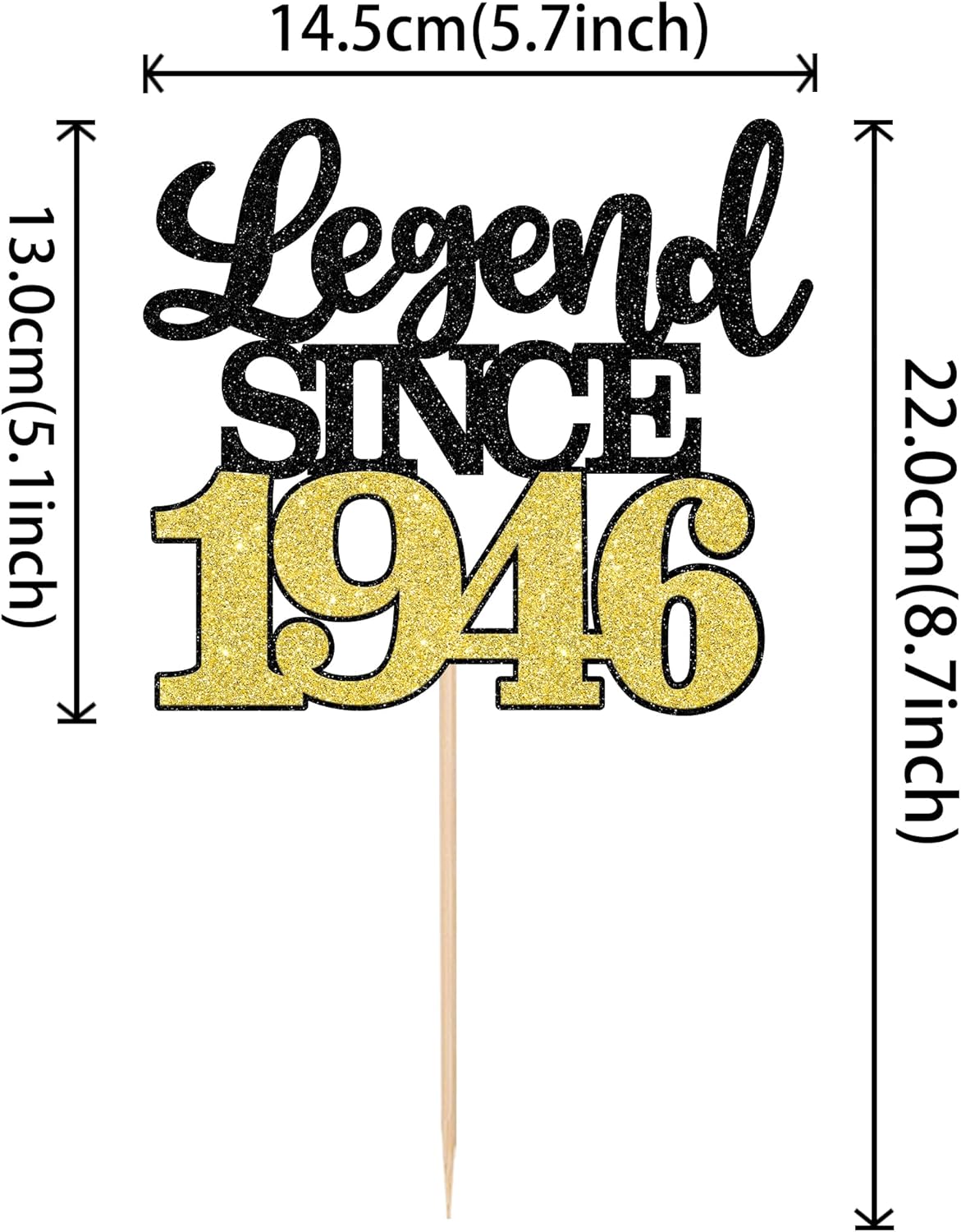 Thumbnail 1 de Tortendeko „Legend Since 1946“ – 1 Stück Aufschrift Glitter zum 80. Geburtstag