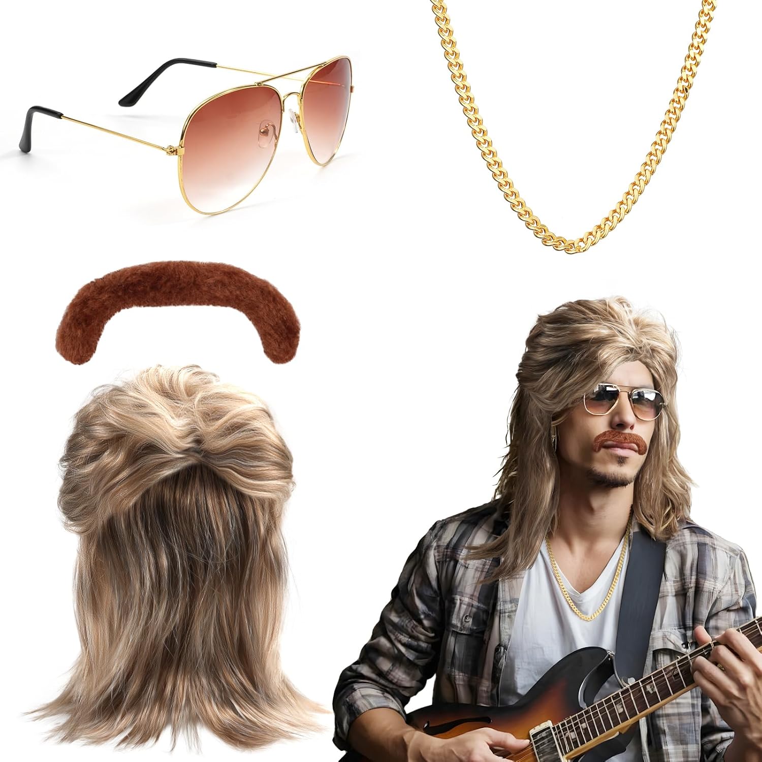 Thumbnail 1 de WEARXI Vokuhila-Perücke für Herren – Blondes 80er/90er Outfit für Karneval & Party