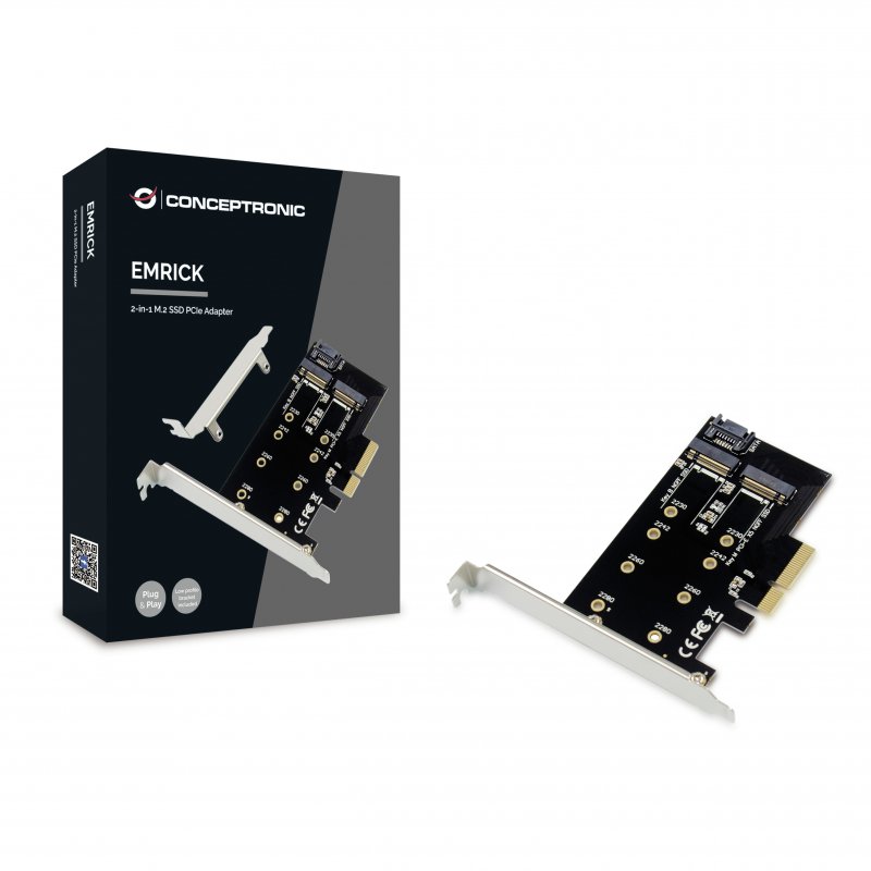 Detalle 2 de Conceptronic Emrick Adaptador PCIe SSD M.2 2 en 1: versátil y adaptable para NVMe