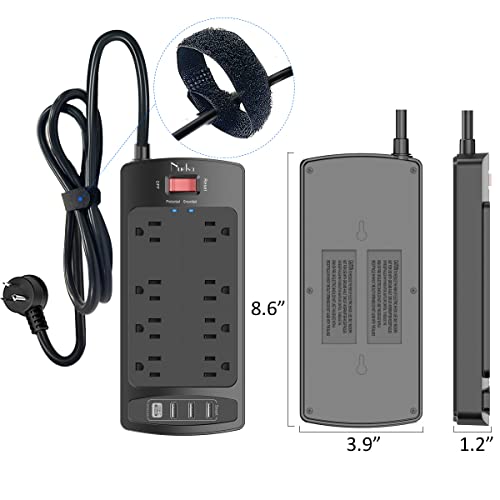 Thumbnail 6 de Nuetsa Surge Protector Power Strip with 8 Outlets, 4 USB Ports, and 6 ft Cord