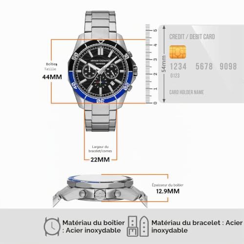 Thumbnail 6 de Armani Exchange Montre pour Hommes en Acier Inoxydable — Chronographe Quartz, Boîtier 44 mm