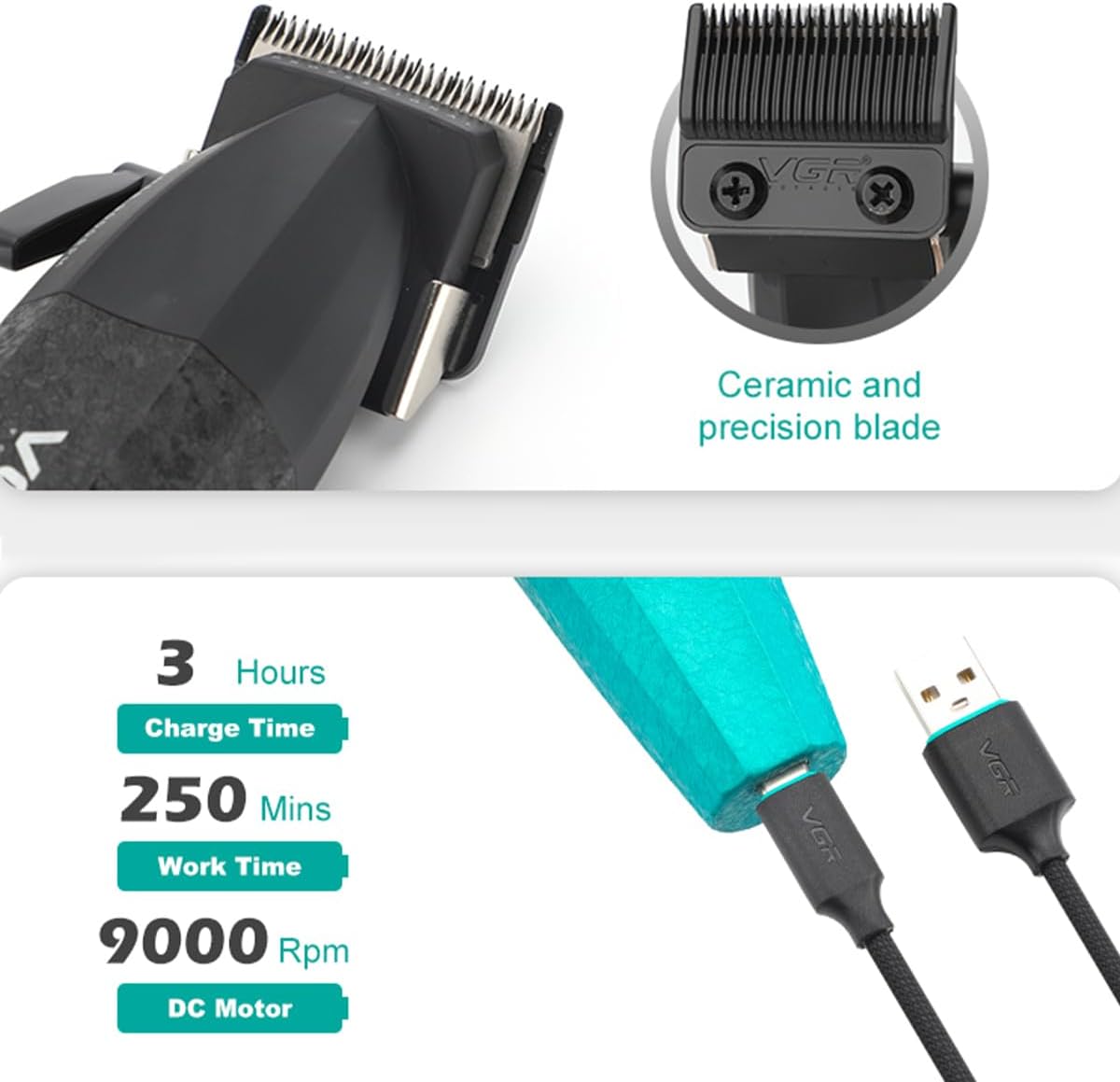 Thumbnail 6 de VGR 640S3 Professional 3-in-1 Hair Cutting Kit: Cordless Barber Power for Home and Studio