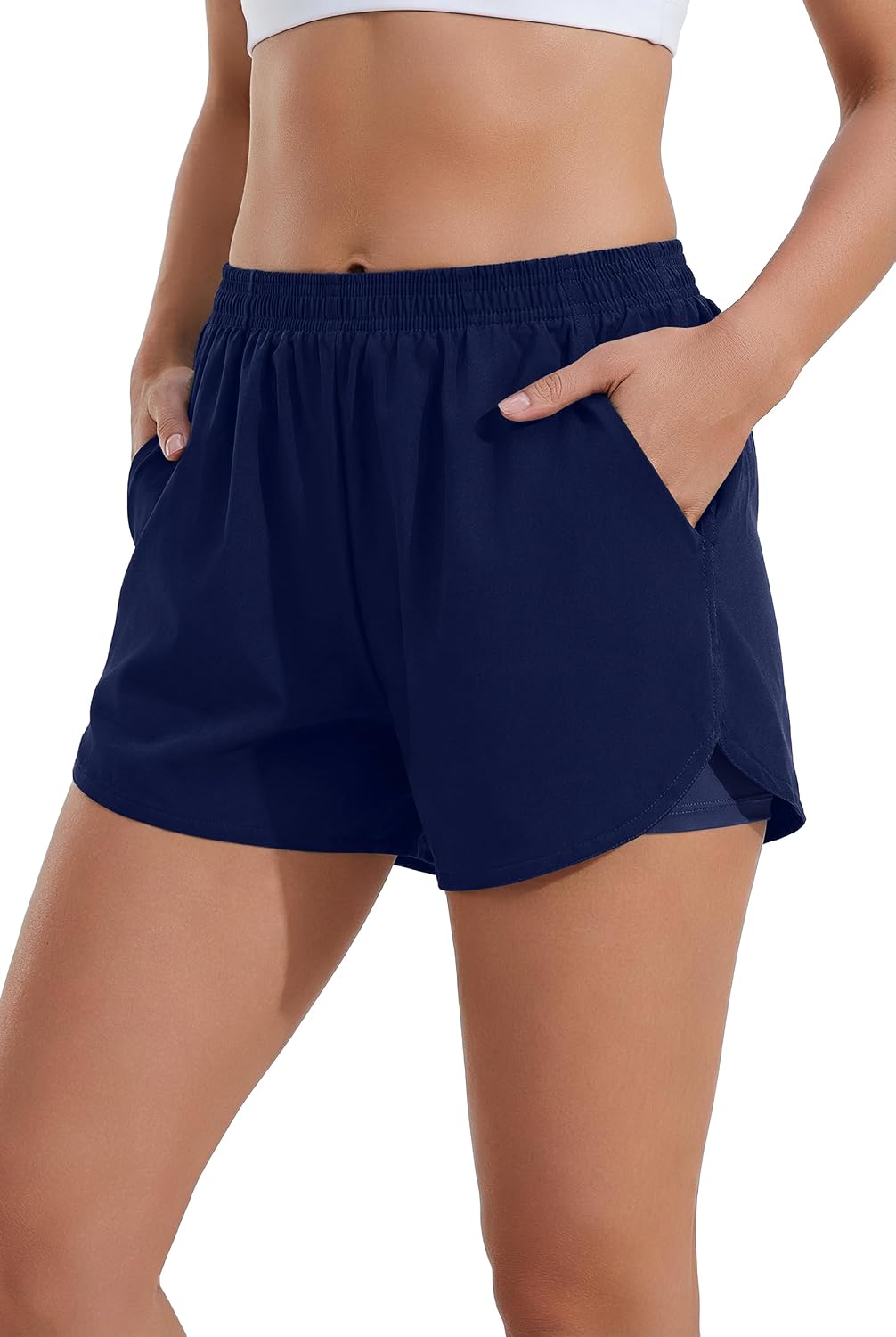 Detalle de Ekouaer Pantaloncini da Bagno Donna con Boxer Interno – design a doppio strato, Tasche e spacchi laterali