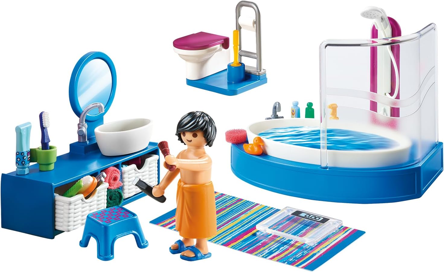 Detalle 2 de PLAYMOBIL Dollhouse 70211 Badezimmer (ab 4 Jahren) mit 51-teiligem Zubehör