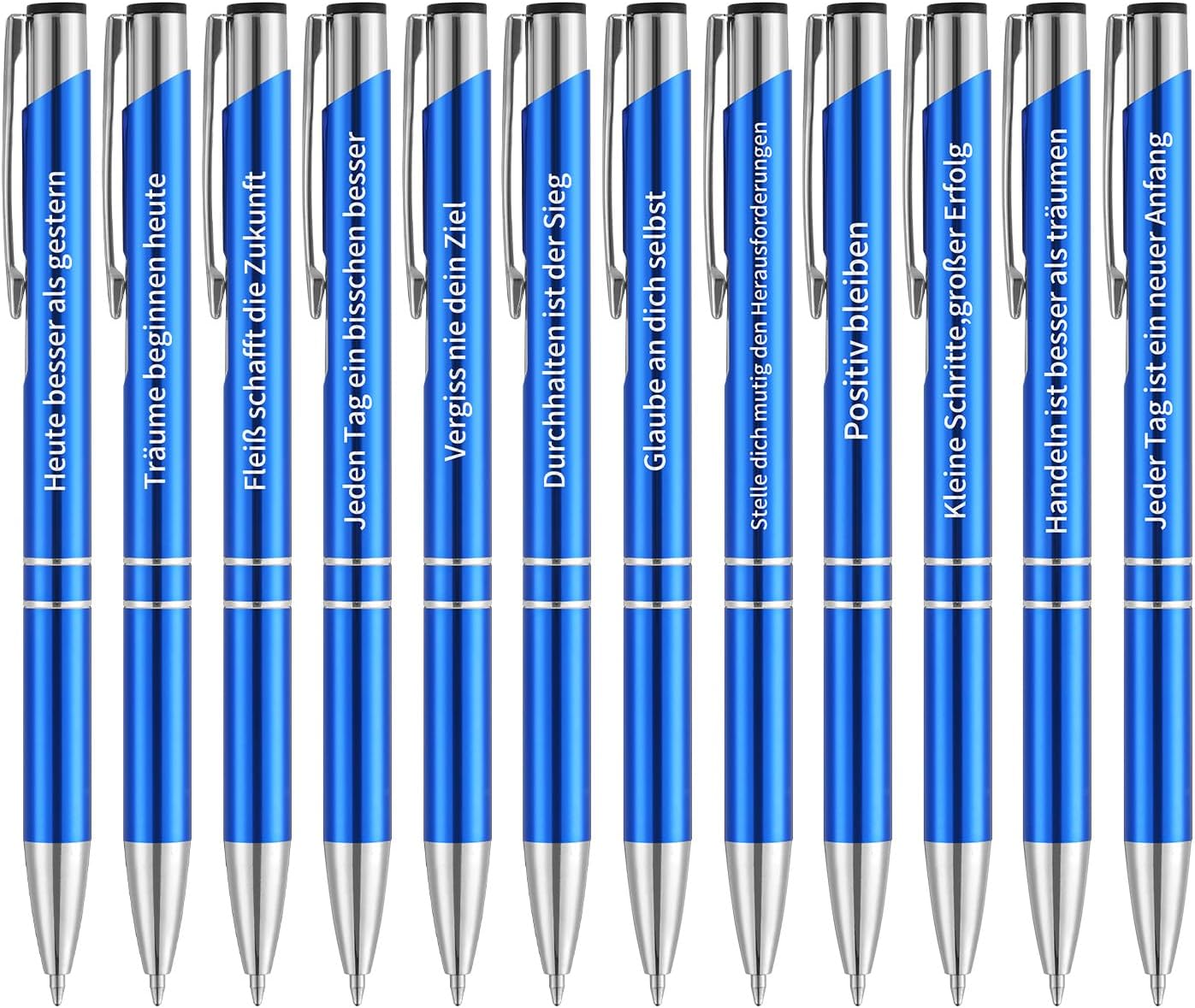 Detalle de kander Kugelschreiber-Set (12 Stück) mit blauem Schaft & schwarzer Tinte – Druckkugelschreiber fürs Büro, Schule & Home Office