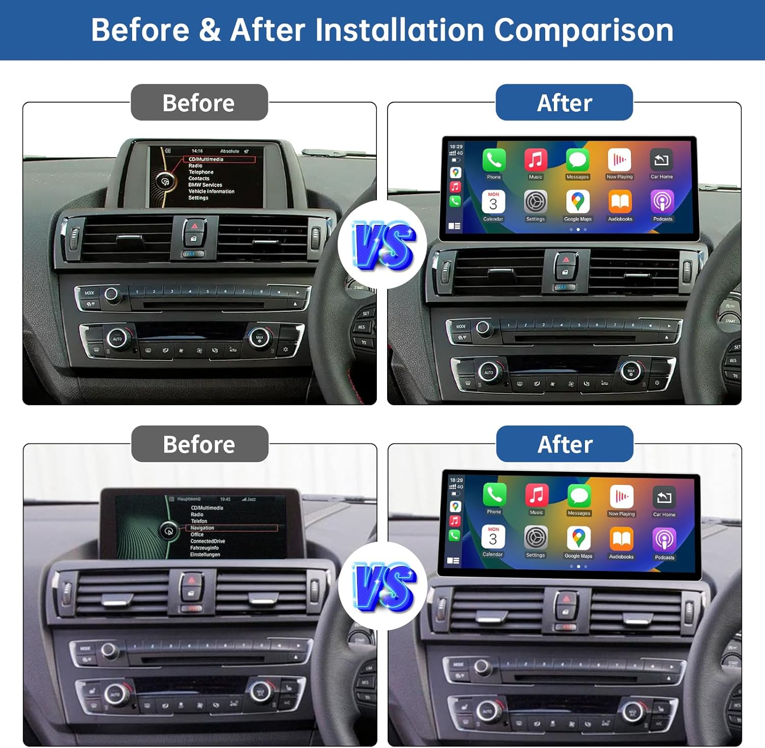 Detalle de Road Top 12.3 Inch Ultra-Narrow CarPlay Screen Upgrade for BMW 1 Series F20/F21 and 2 Series F22 (2013-2015)