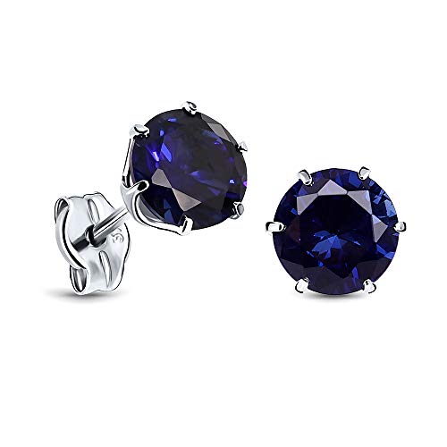 Detalle de MIORE 9ct 375 White Gold Sapphire Stud Earrings, 6.5mm, 6-Prong