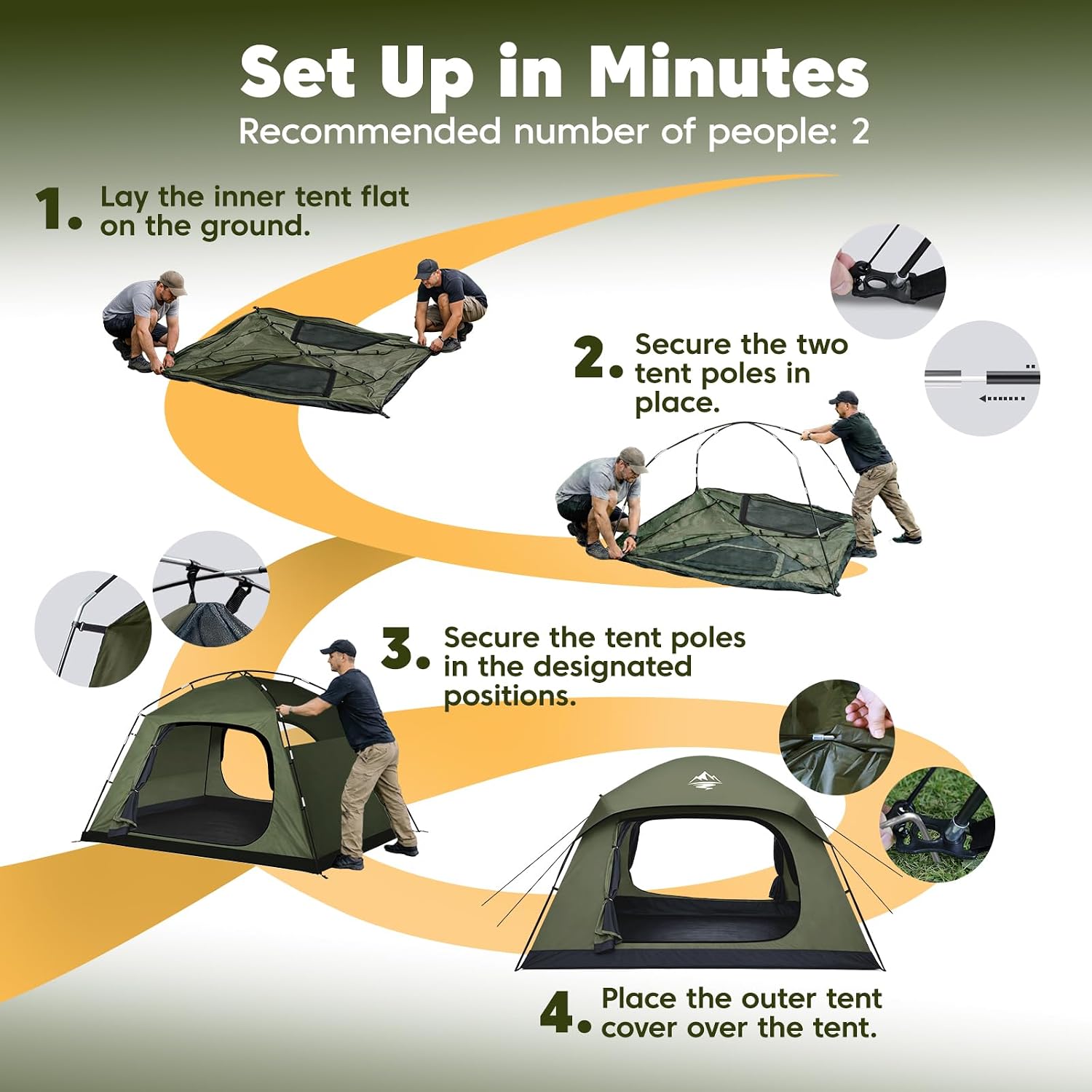 Thumbnail 6 de Purebox Tents for Camping – 3/4 Man Tent Sundome Camping Tent with Rainfly