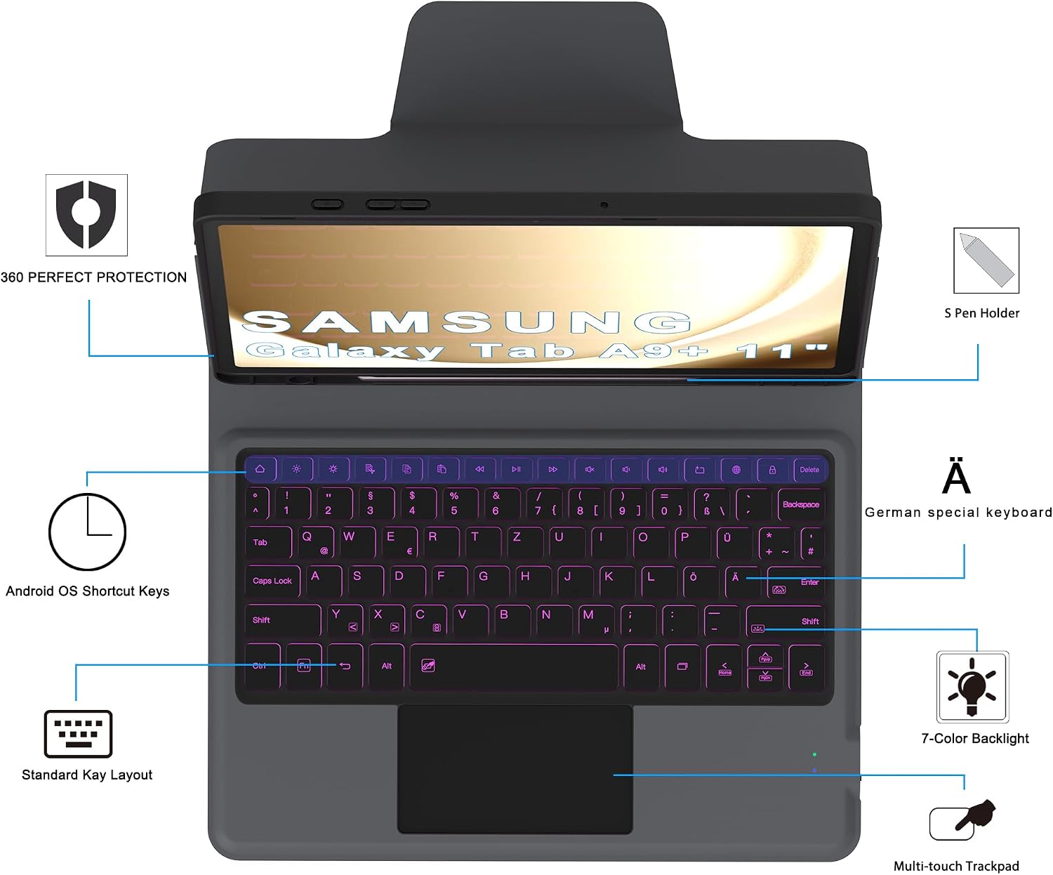 Thumbnail 5 de Samsung Galaxy Tab A9+ Tastaturhülle 11 Zoll