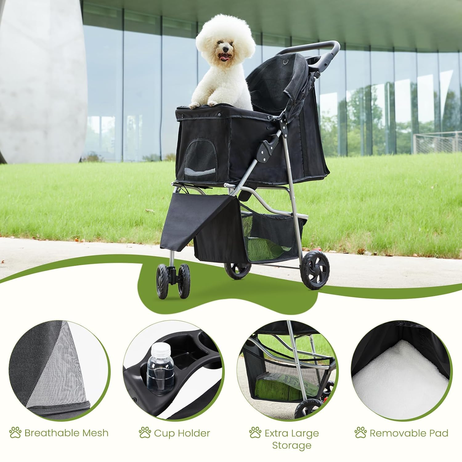 Thumbnail 2 de KMFurnila 3-Wheel Pet Stroller