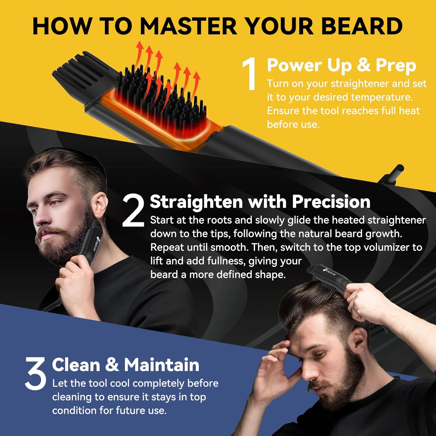 Thumbnail 3 de VIKICON Beard Straighteners Brush 3-in-1