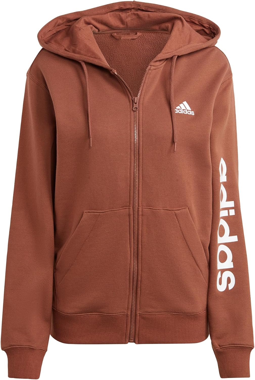 Detalle de adidas Women’s Essentials Linear French Terry Kapuzenjacke für Damen – mit verstellbarer Kapuze