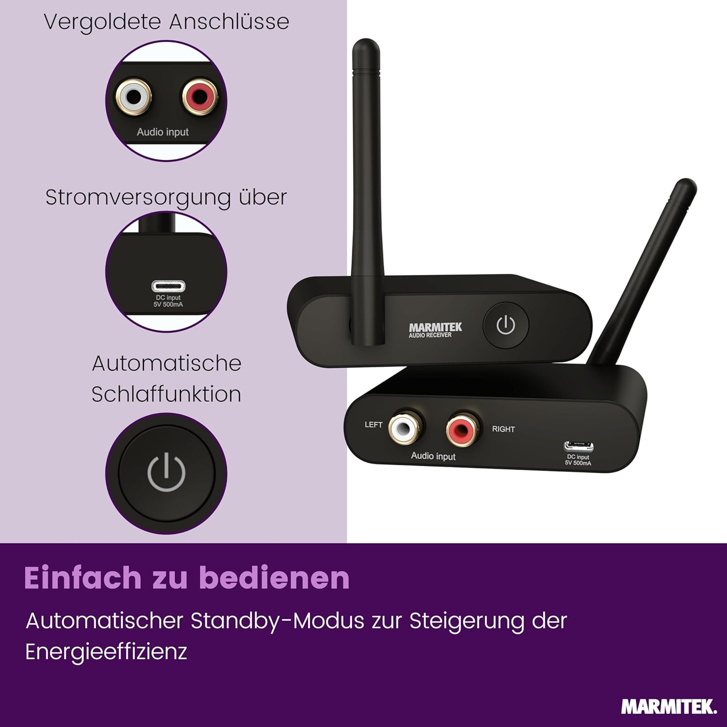 Detalle de Marmitek Audio Anywhere 630 – Drahtloser Audio Sender/Empfänger für TV-Sound