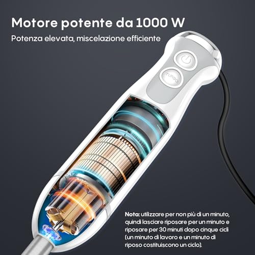 Detalle de Frullatore ad immersione 4-in-1 Fresko 1000W in acciaio inox 304