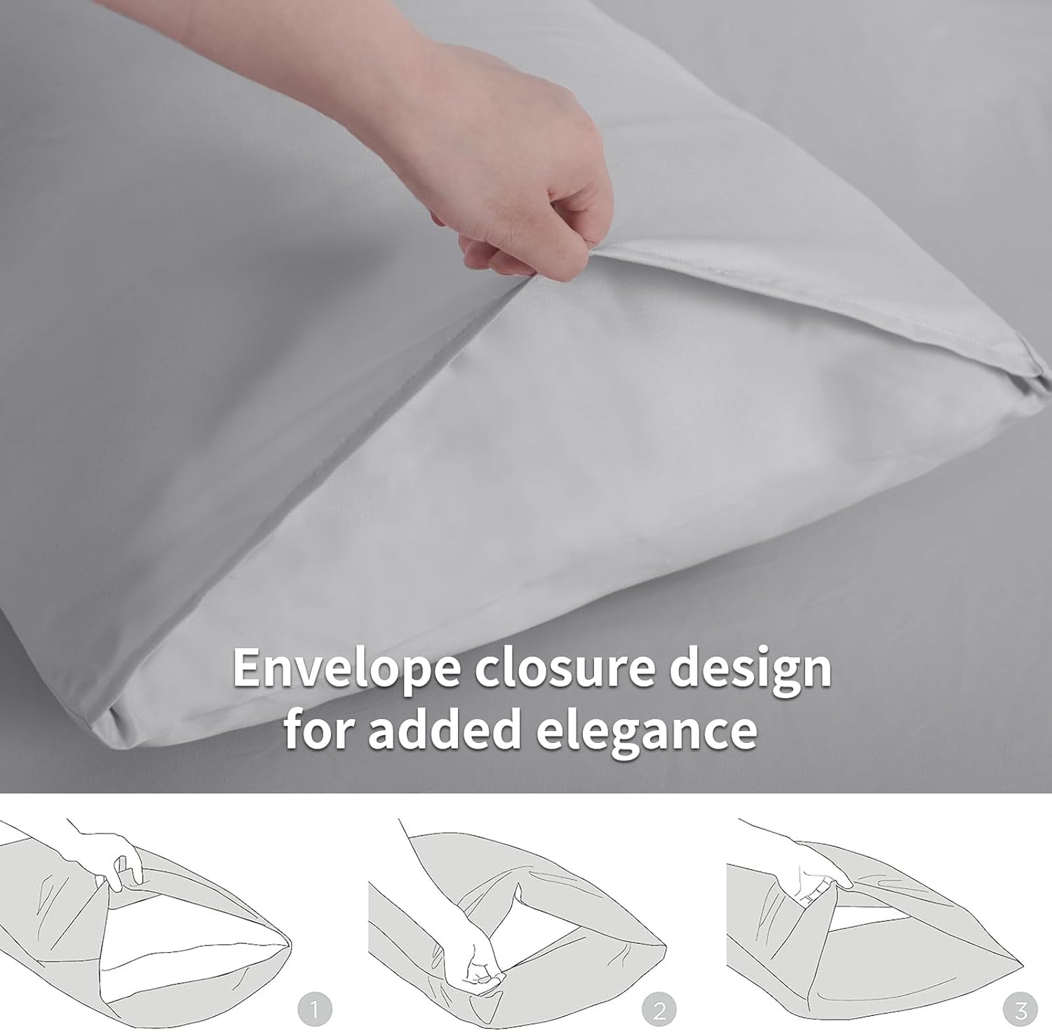 Detalle de Tifschlaf Tifschlaf Pillow Cases 2 Pack (Light Grey) – Super-Soft Brushed Microfibre Standard Queen Pillow Covers, Envelope Closure, 50x75 cm