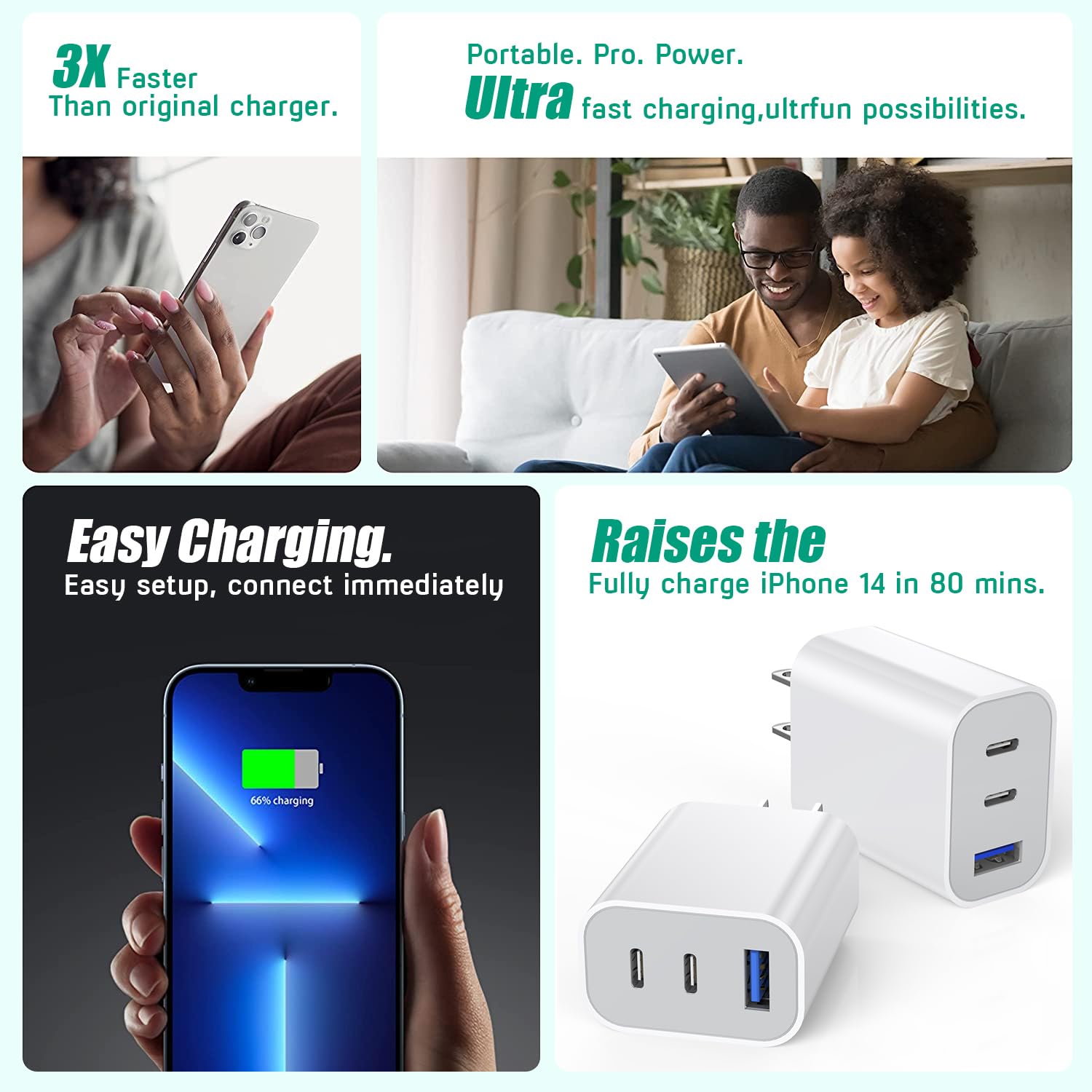 Thumbnail 5 de iPhone 17 Charger Block 3-Port 35W 2-Pack