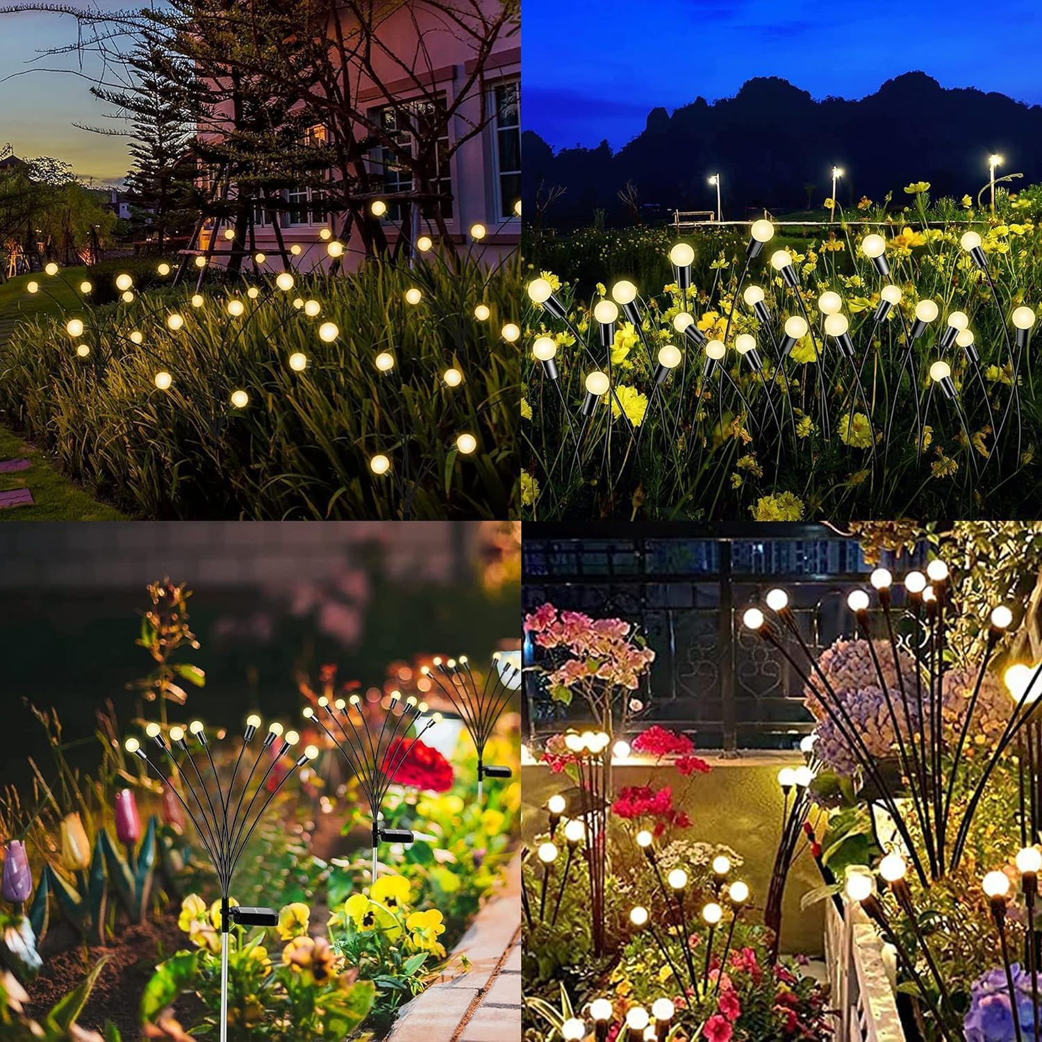 Detalle de Cnulenzt Solar-Lichterkette Outdoor „Glühwürmchen“ (2er-Set, Warmweiß, IP65)