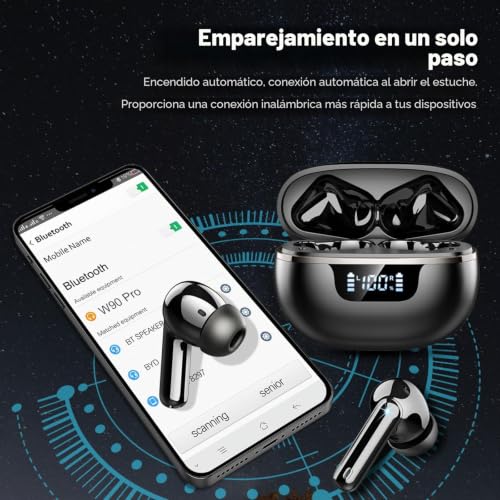 Detalle de Auriculares Inalámbricos Bluetooth 5.4 HiFi de Donerton — Llega hasta 45 h y sonido estéreo con ENC