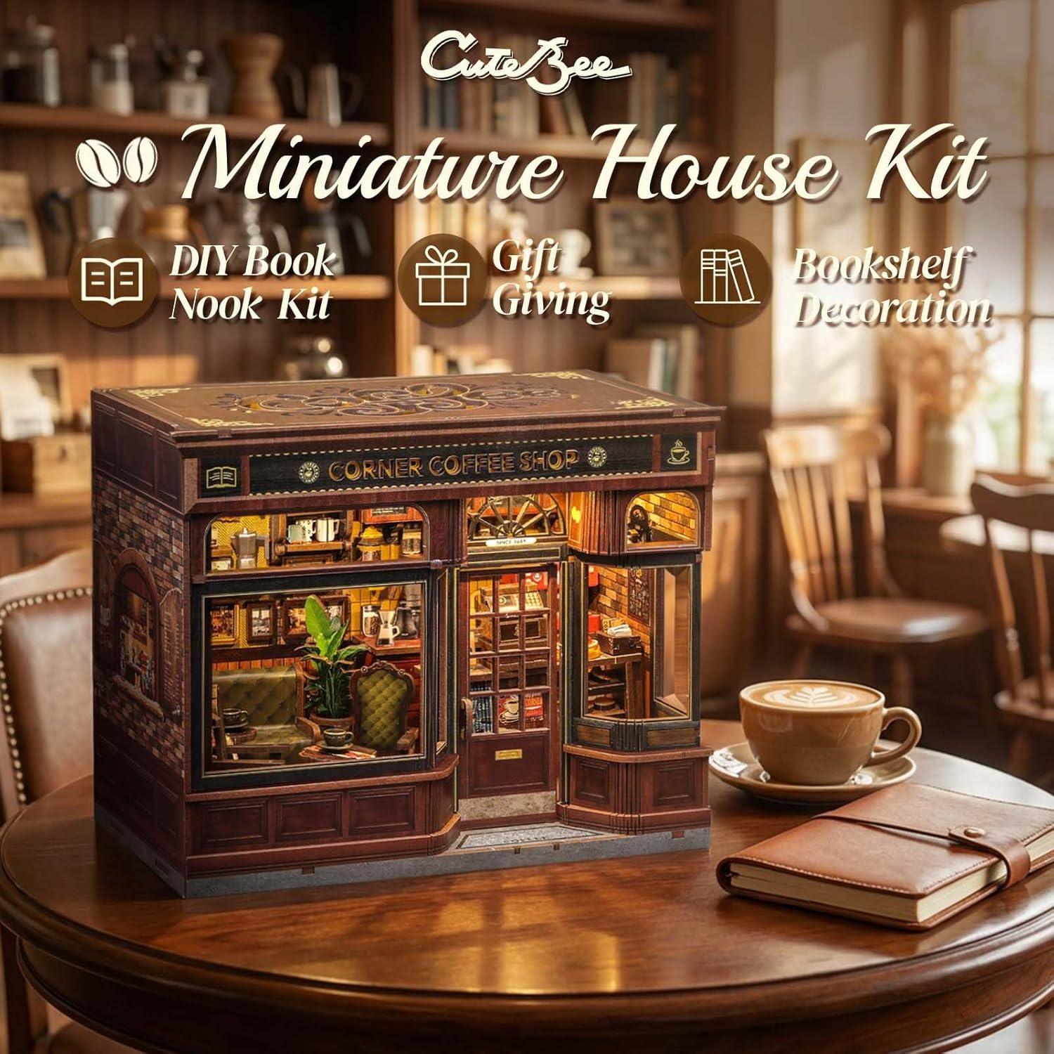 Thumbnail 2 de CUTEBEE Miniature Bookshelf Corner Kit 3D