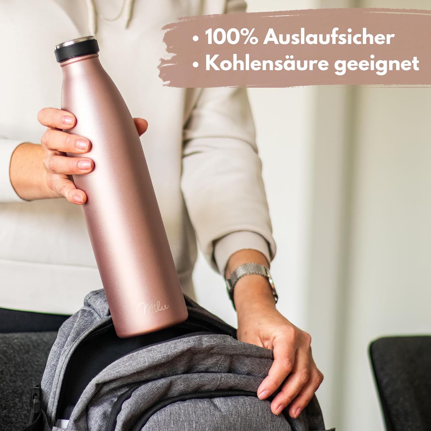Detalle de Milu Edelstahl Trinkflasche 1L Thermosflasche