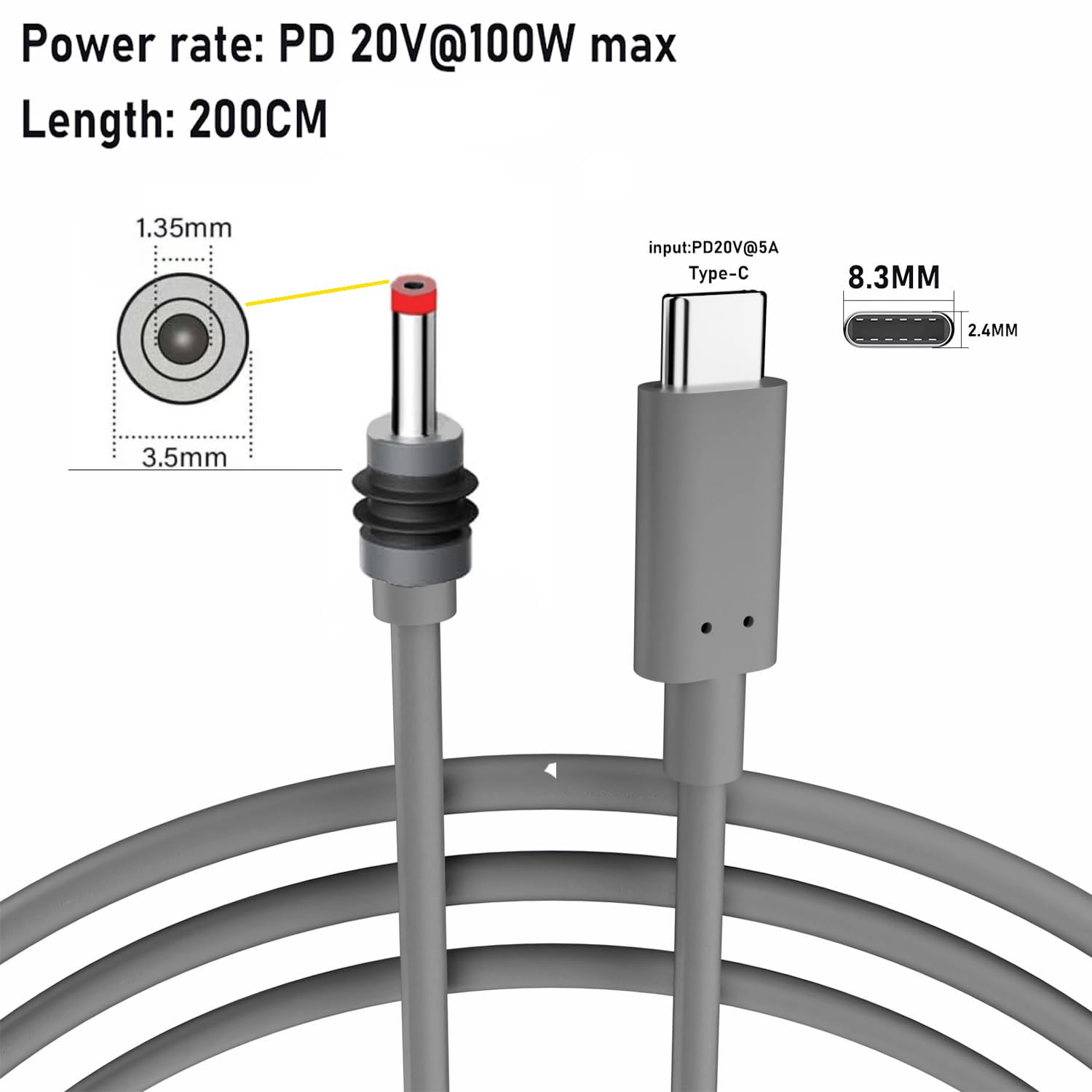 Thumbnail 1 de VENNERLI Starlink Mini DC to Type-C Cable, 2m — 100W Outdoor Power for Starlink Mini Router