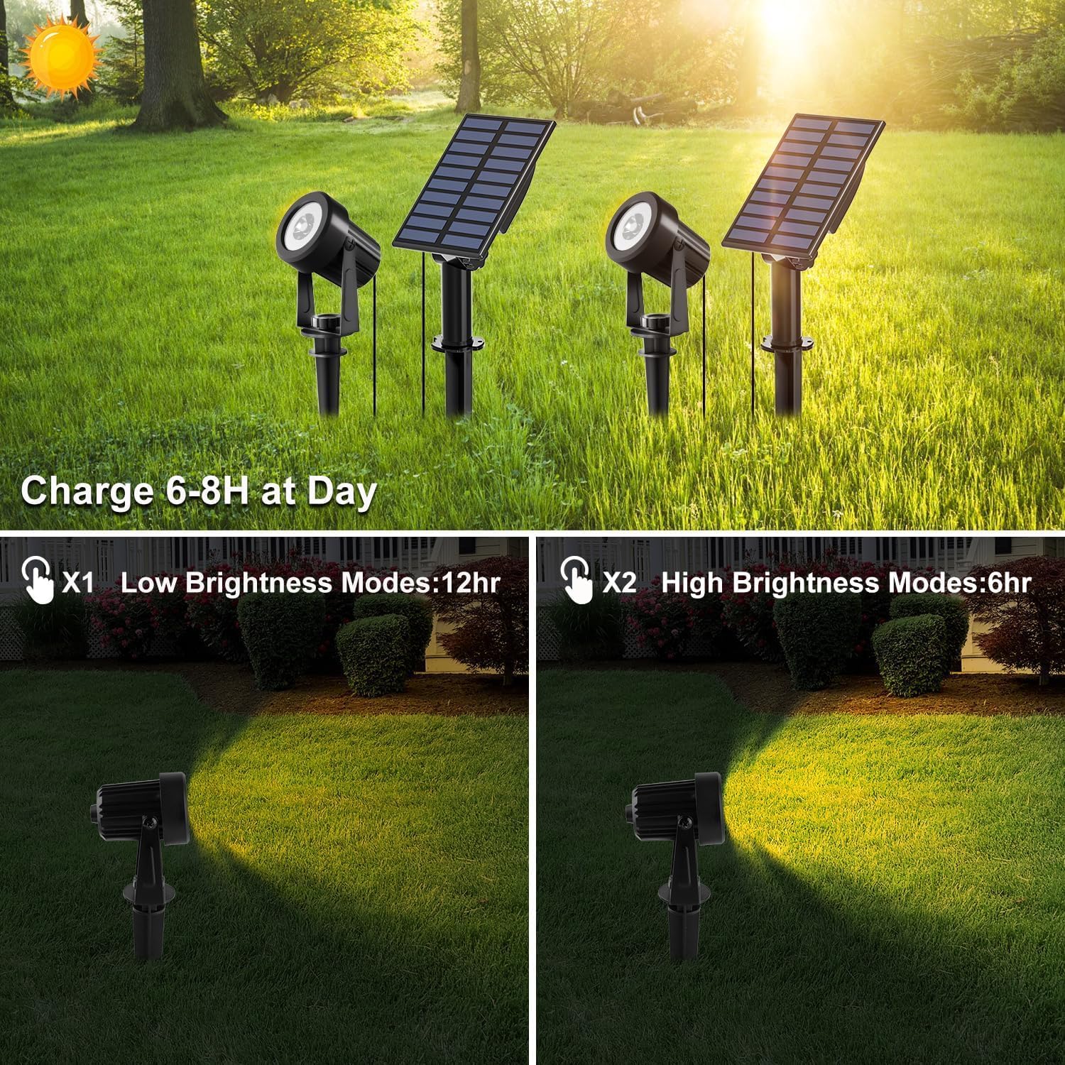 Detalle de NATPOW Solar Gartenstrahler 3000K IP65 2er-Set