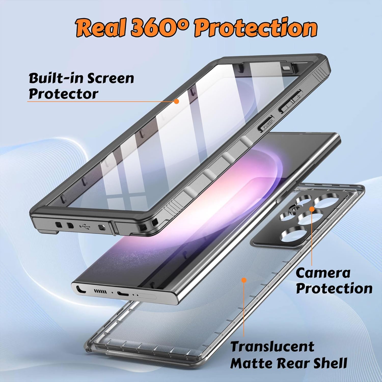 Detalle 2 de Cozycase for Samsung Galaxy S23 Ultra: 360° Waterproof, Shockproof & Screen-Camera Protection