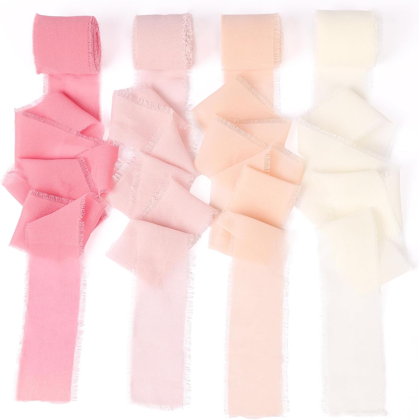 Detalle de AOOWU chiffonlint 3,8 cm x 20 m met handgemaakte franjes