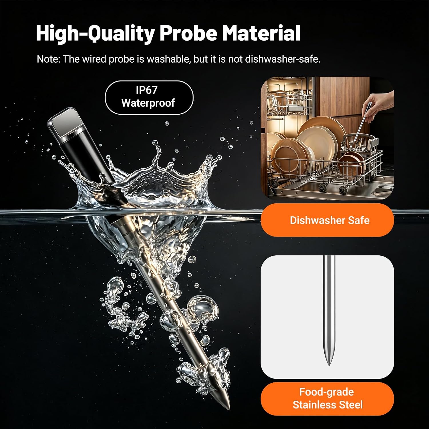 Detalle de InkGrill 2-in-1 Meat Thermometer with Wireless and Wired Probes, LED Display