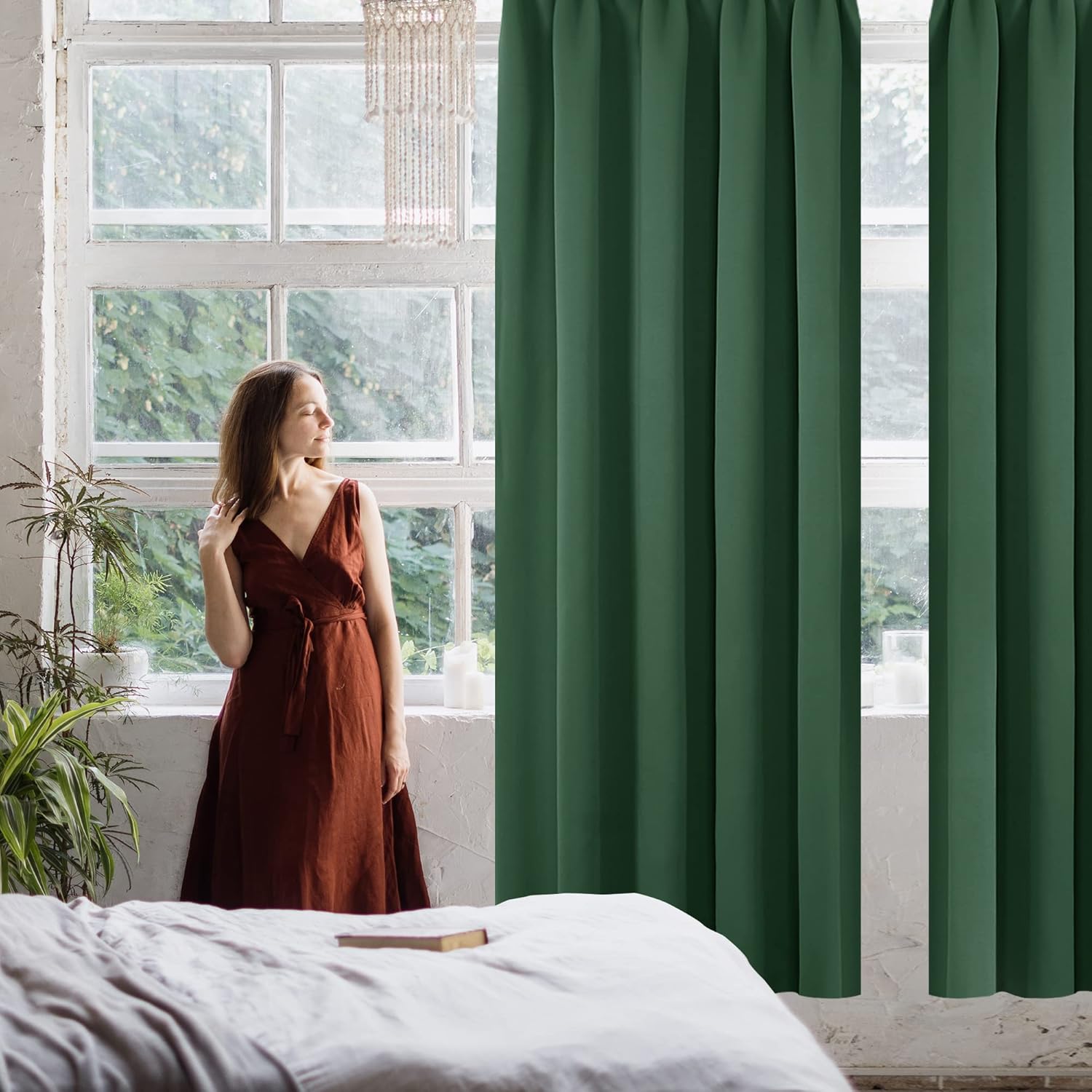 Thumbnail 5 de Deconovo Cortinas Térmicas Aislantes 2 Piezas 140x160 Verde