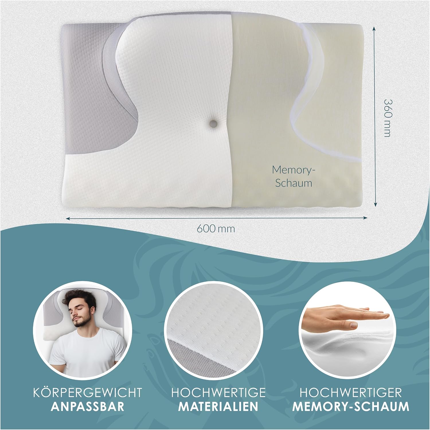 Detalle 1 de Nachtengel Orthopädisches Memory Foam Nackenstützkissen