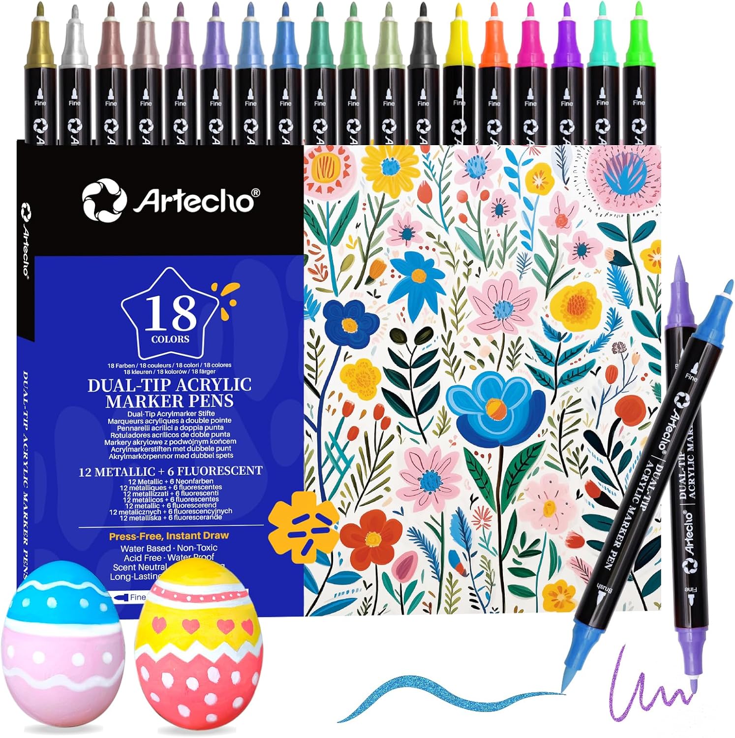Thumbnail 6 de Artecho Acrylic Paint Pens 24 dual‑tip markers 🎨