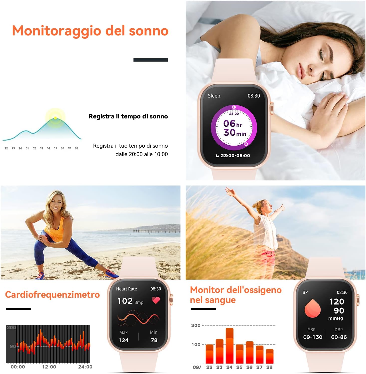 Detalle de Hwagol 2023 Smartwatch Uomo Donna – Schermo 1,85'', Chiamata Bluetooth e Contapassi