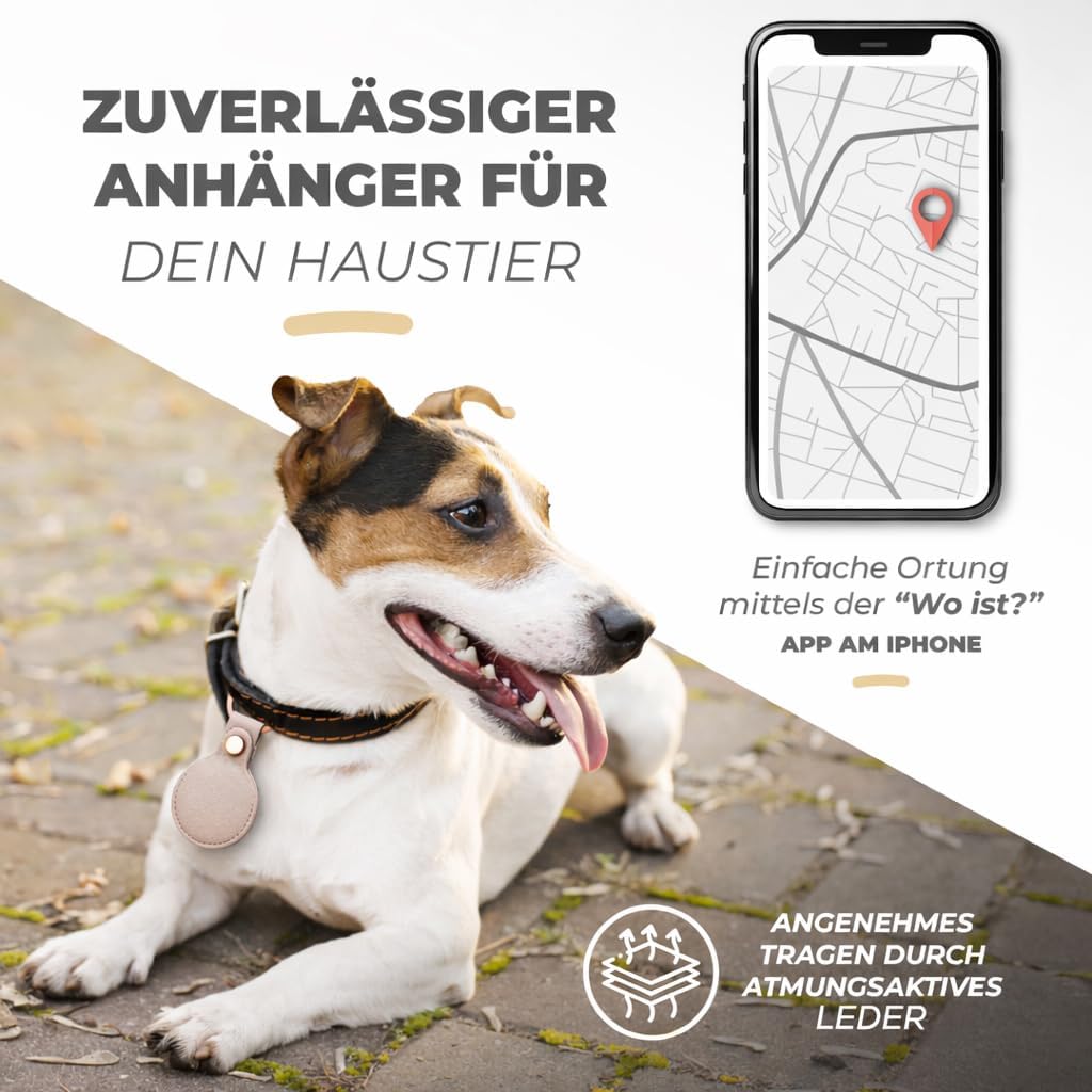 Thumbnail 5 de TinyTag® veganer Leder Schlüsselanhänger für Apple AirTag (Taupe Roségold) – 2er Pack