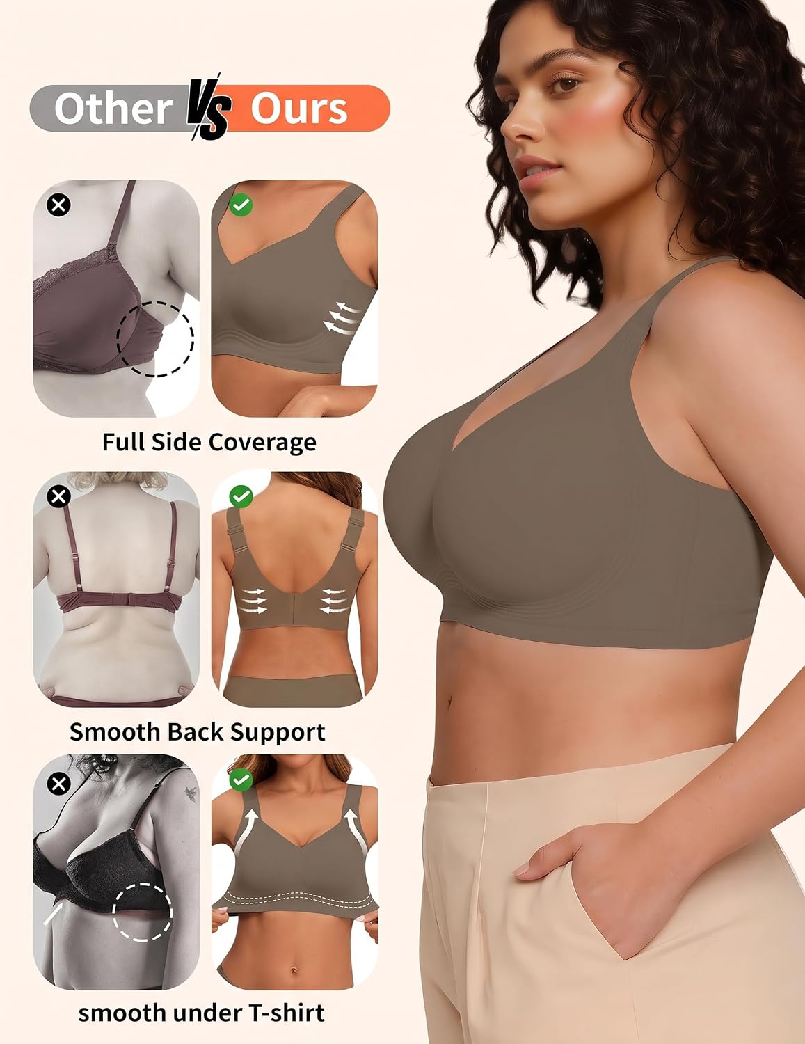Thumbnail 4 de PoseFree Seamless Wireless Bra 5-Row Closure
