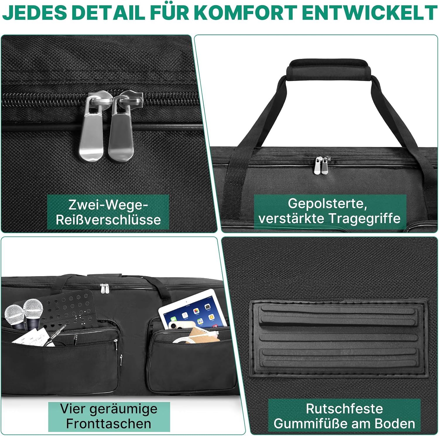 Thumbnail 2 de SUNDOY Keyboard Tasche – Gig Bag 600D Oxford, 8 mm Schaumstoffpolsterung, passend für 73/76-Tasten Keyboards