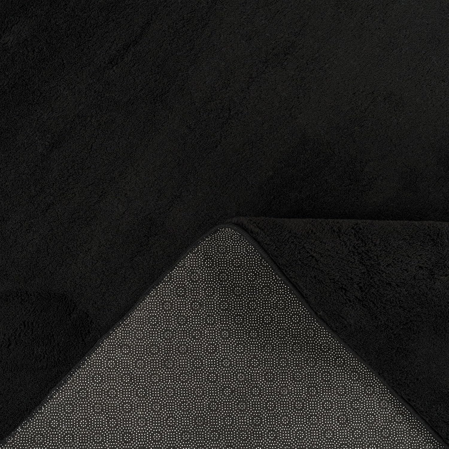 Detalle de Paco Home tapis de salon moelleux ultra doux à poils courts 120 cm rond noir (antidérapant, lavable)