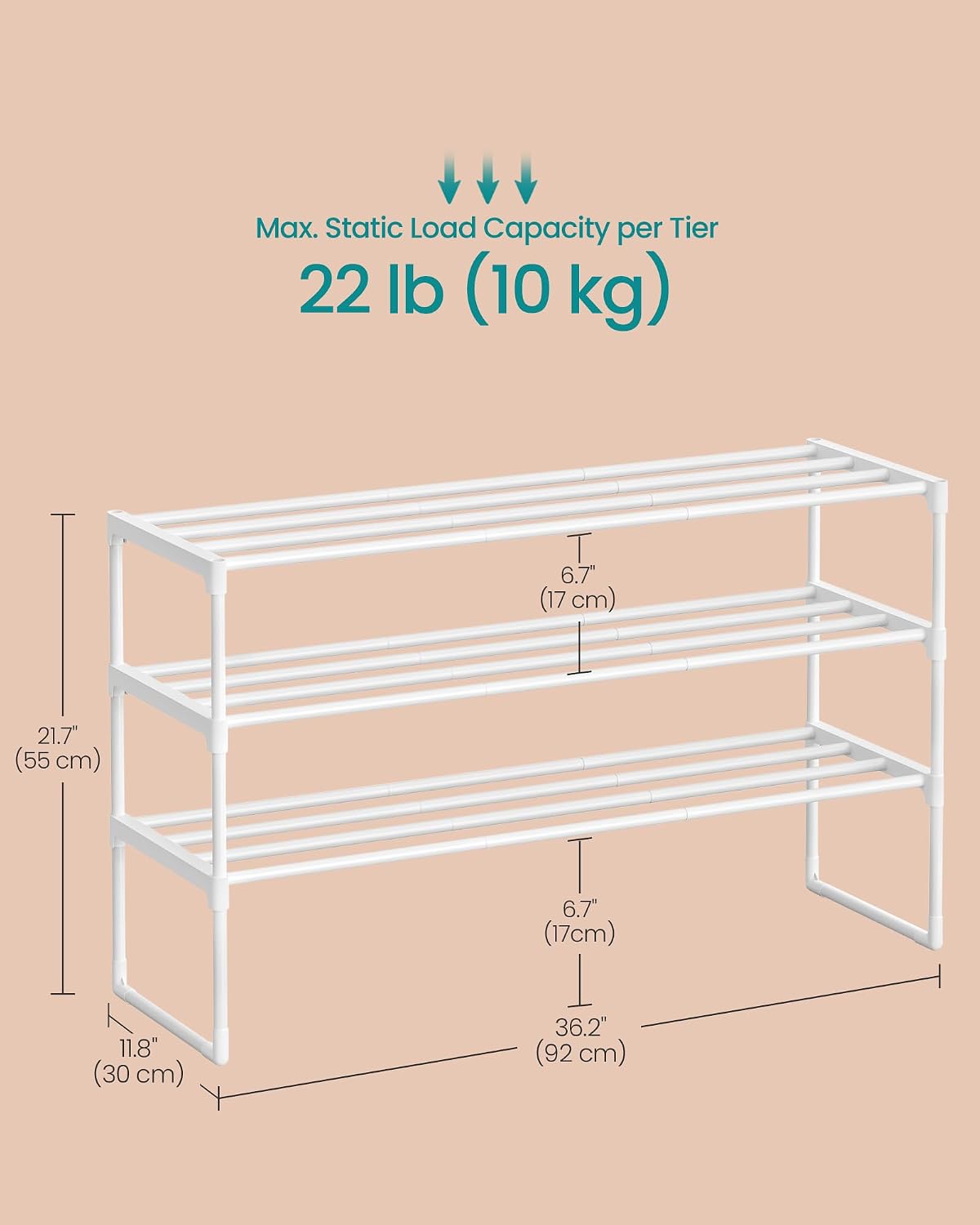 Thumbnail 2 de SONGMICS 3-Tier Shoe Rack