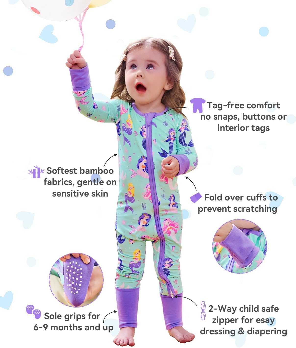 Thumbnail 1 de babee Reshinee Bamboo Viscose Baby Sleeper: Convertible Zipper Romper (0–24M)
