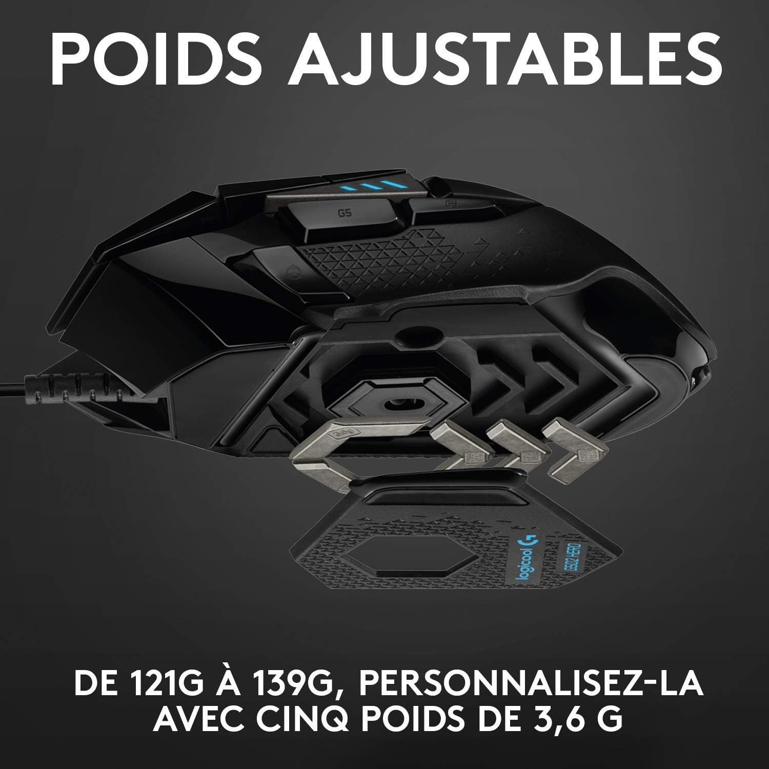 Thumbnail 3 de Logitech G502 HERO Souris Gamer Filaire Haute Performance – capteur HERO 25K, poids ajustable et RGB, 11 boutons