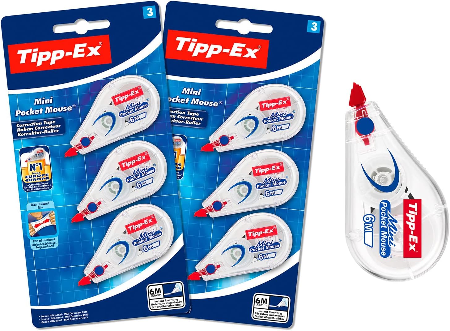 Thumbnail 6 de Tipp-Ex Mini Pocket Mouse Plastic Tape – Box of 10 (6 m) with Tear-Resistant, Smooth Glide, White