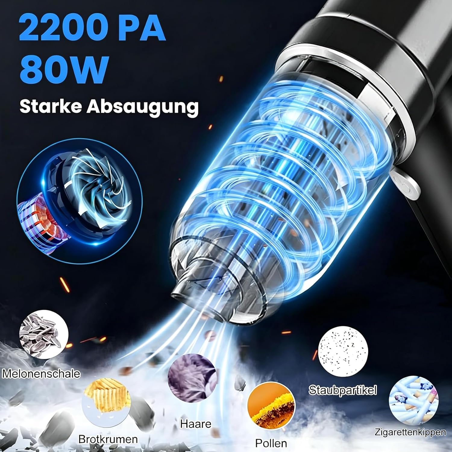 Detalle 2 de Handheld Vacuum Cleaner: 22000Pa 4-in-1 Portable Mini Vacuum for Office, Car and Home