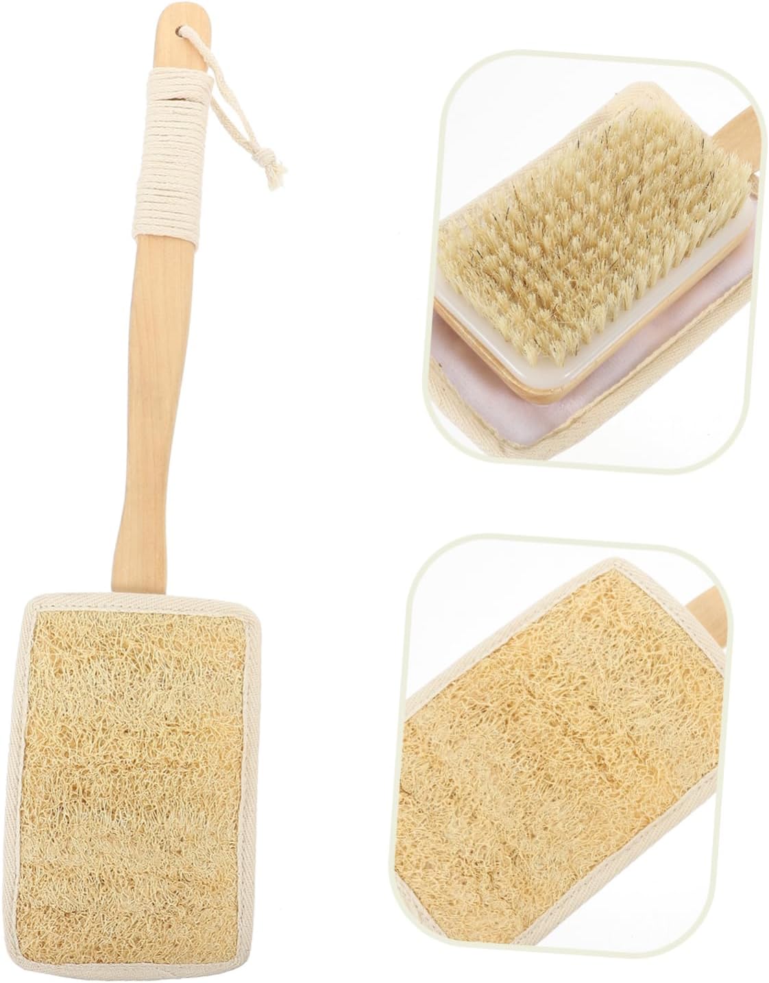 Detalle de SOPOTUTU Long Handle Loofah Back Scrubber – 16.93 inch Bath Brush with Replacement Pad