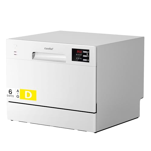 Detalle de COMFEE' Table Top Dishwasher, 6 Place Settings, White – practical compact helper for small households