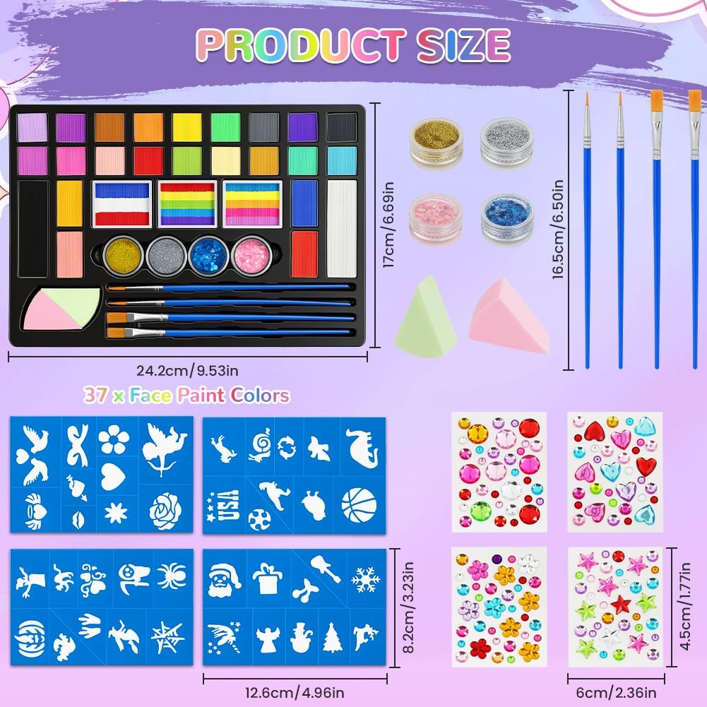Thumbnail 1 de AYBUY 5593712 make-upset voor kinderen, 24 waterkleuren en sjablonen