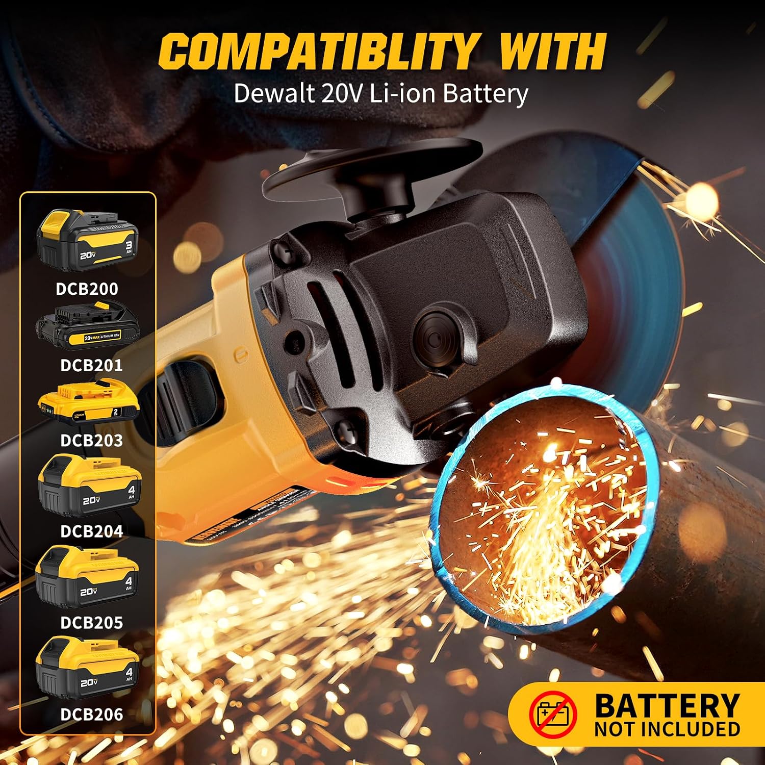 Detalle de VERVEWAVE Cordless Angle Grinder, 4-1/2-Inch